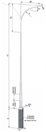 stalp iluminat aluminiu cu brat 6-12m