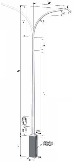 stalp iluminat aluminiu cu brat 6-12m