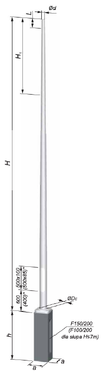 stalp iluminat aluminiu conic 6-12m