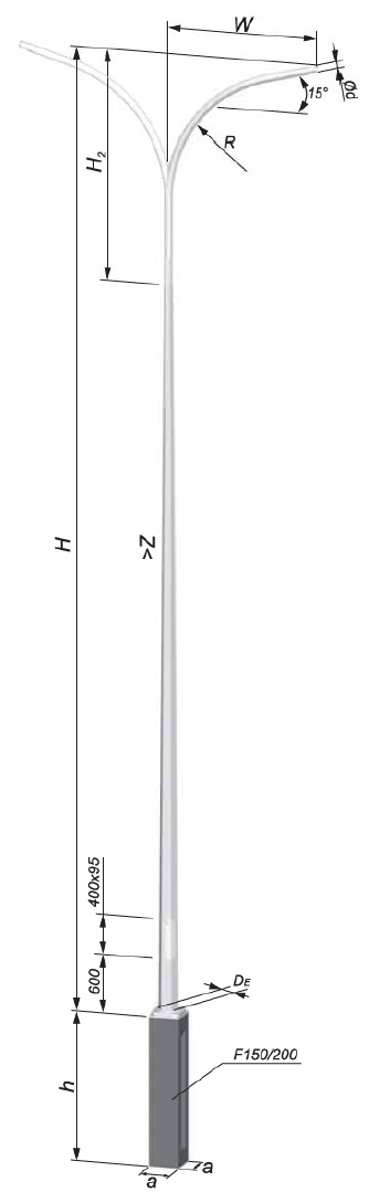 stalp iluminat aluminiu 6-12m